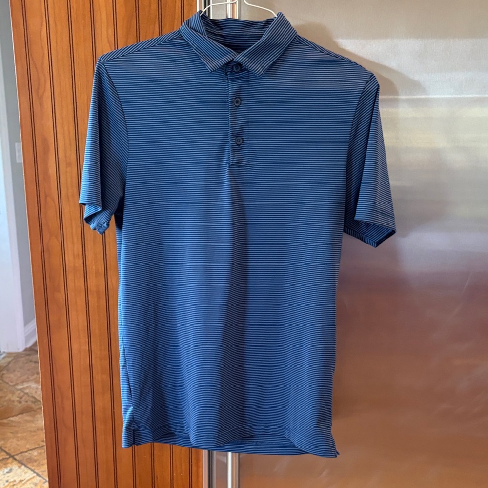 Men's Blue Striped Polo Shirt